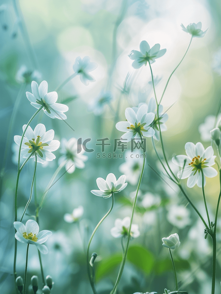 小而精致的白色春天野花