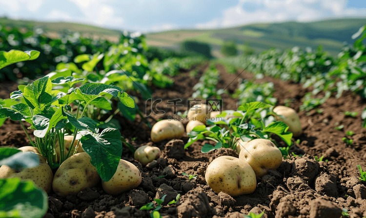 种植和成熟土豆的田地