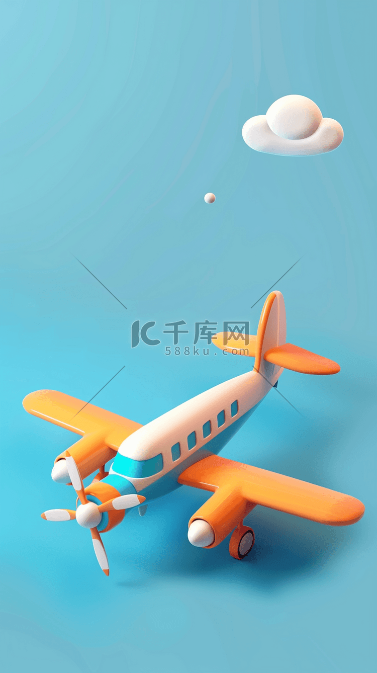 夏日出游季卡通3D飞机背景