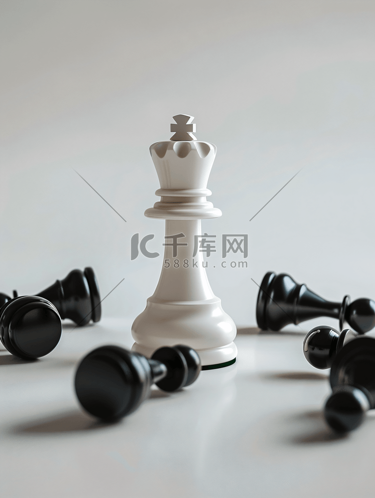 胜利的概念白色的棋子站着黑色的