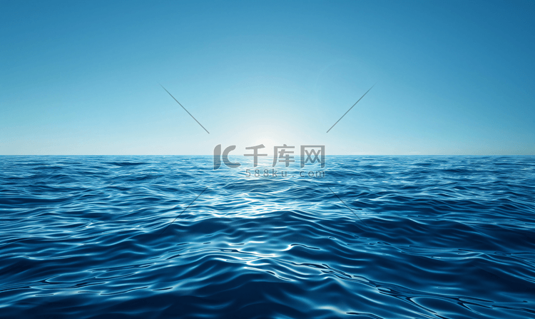 蓝色海洋或海水地平线