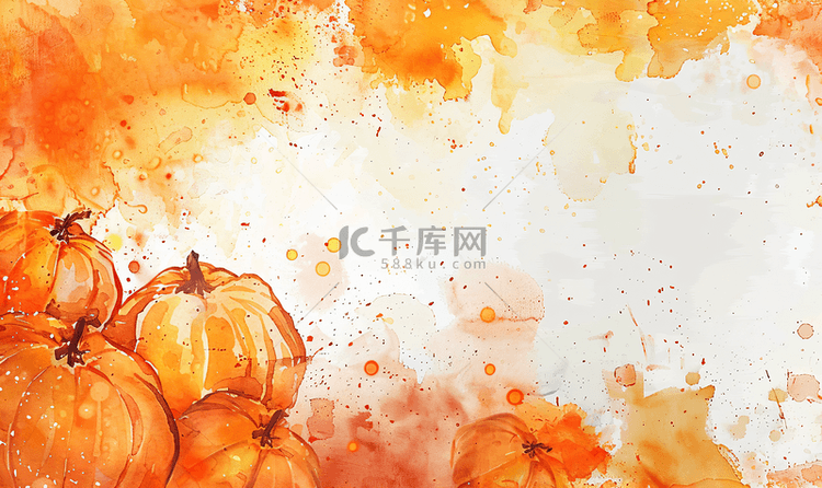 棕色秋季万圣节水彩颜料染色背景