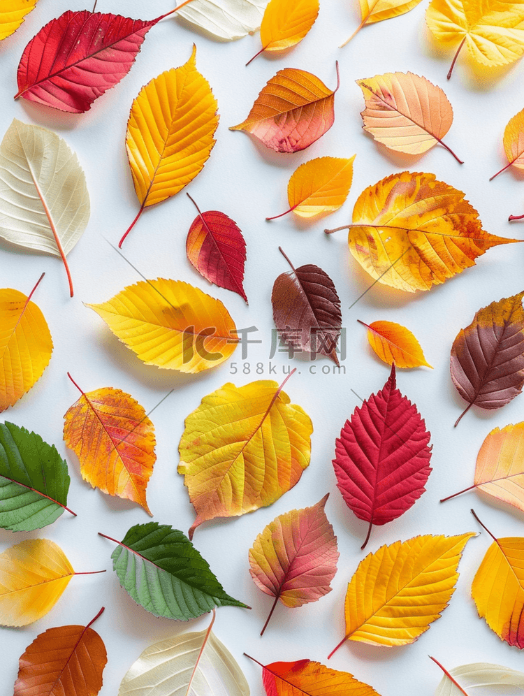 各种杂色树叶的秋天背景