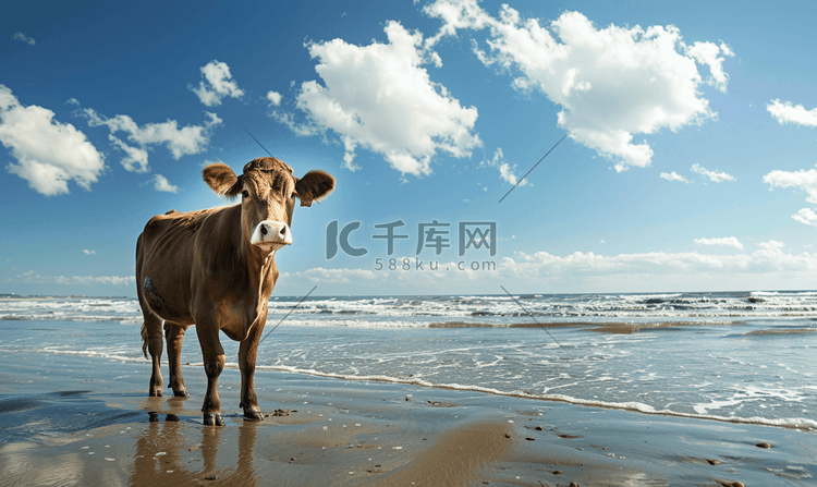 海滩上的肉牛