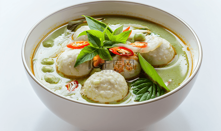 绿咖喱鱼丸汤