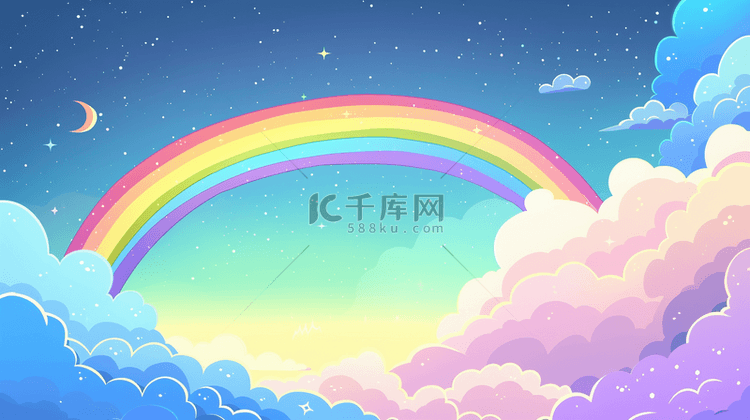 六一儿童节卡通梦幻彩虹背景