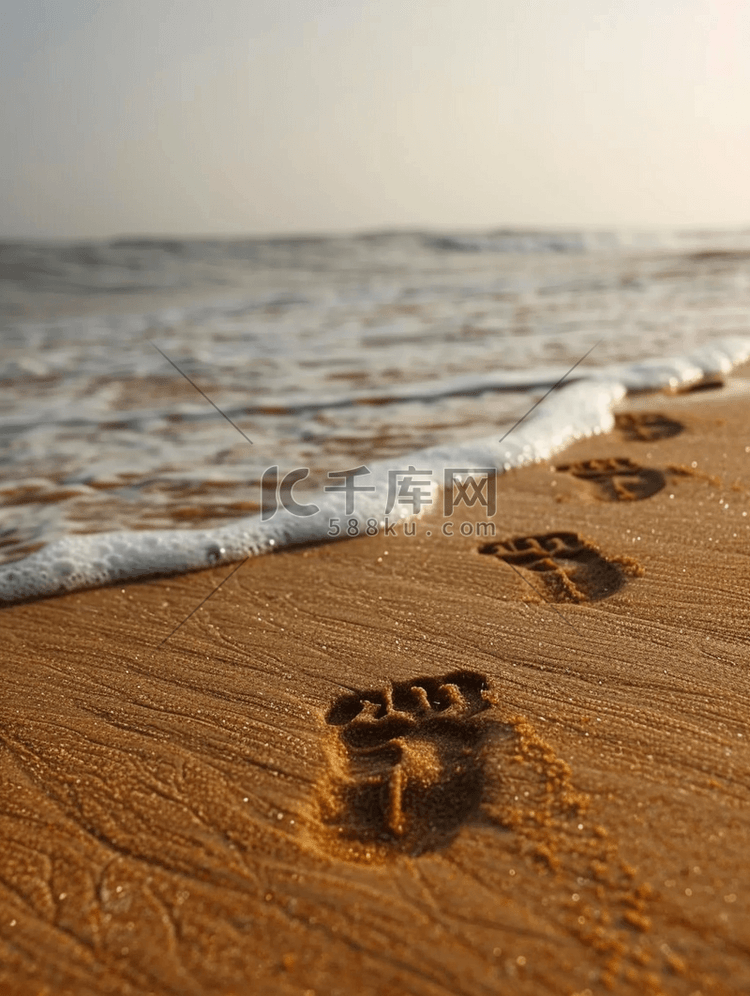 粘土海滩上的脚印