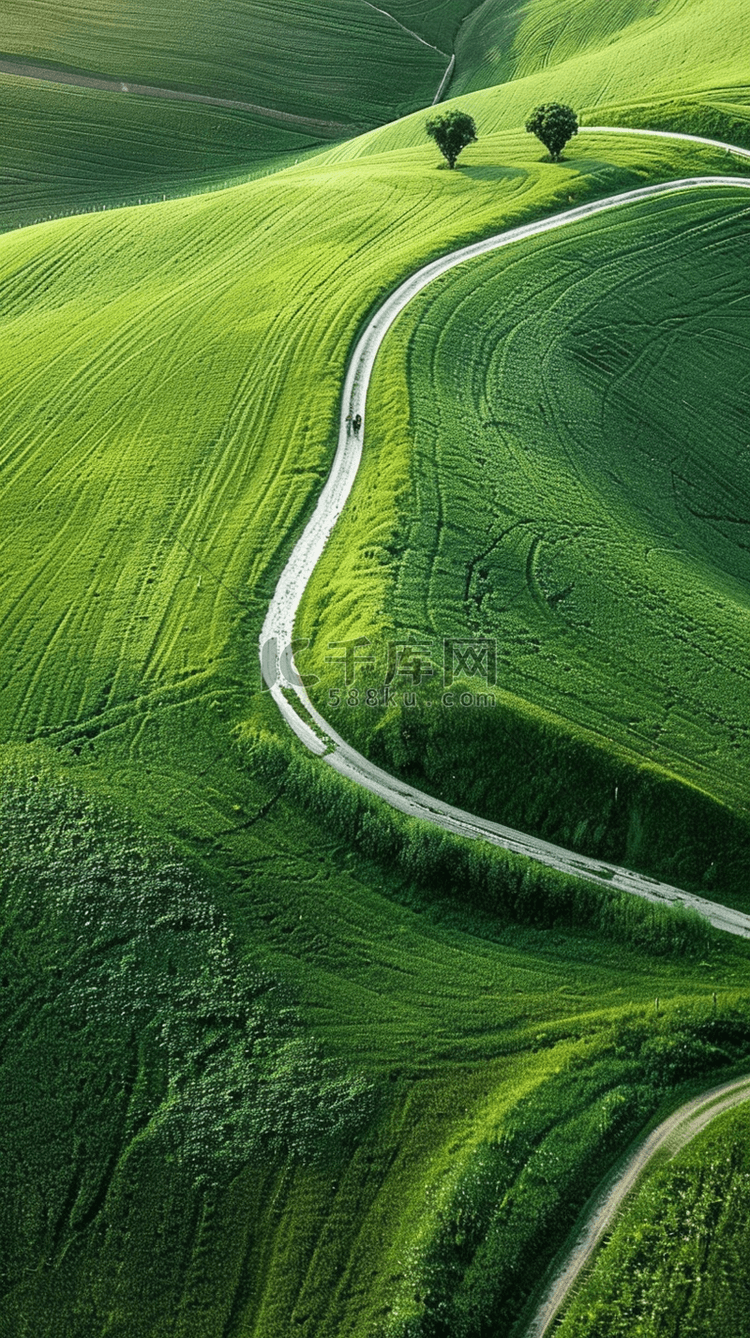 夏日绿色草原风景山谷风景壁纸背