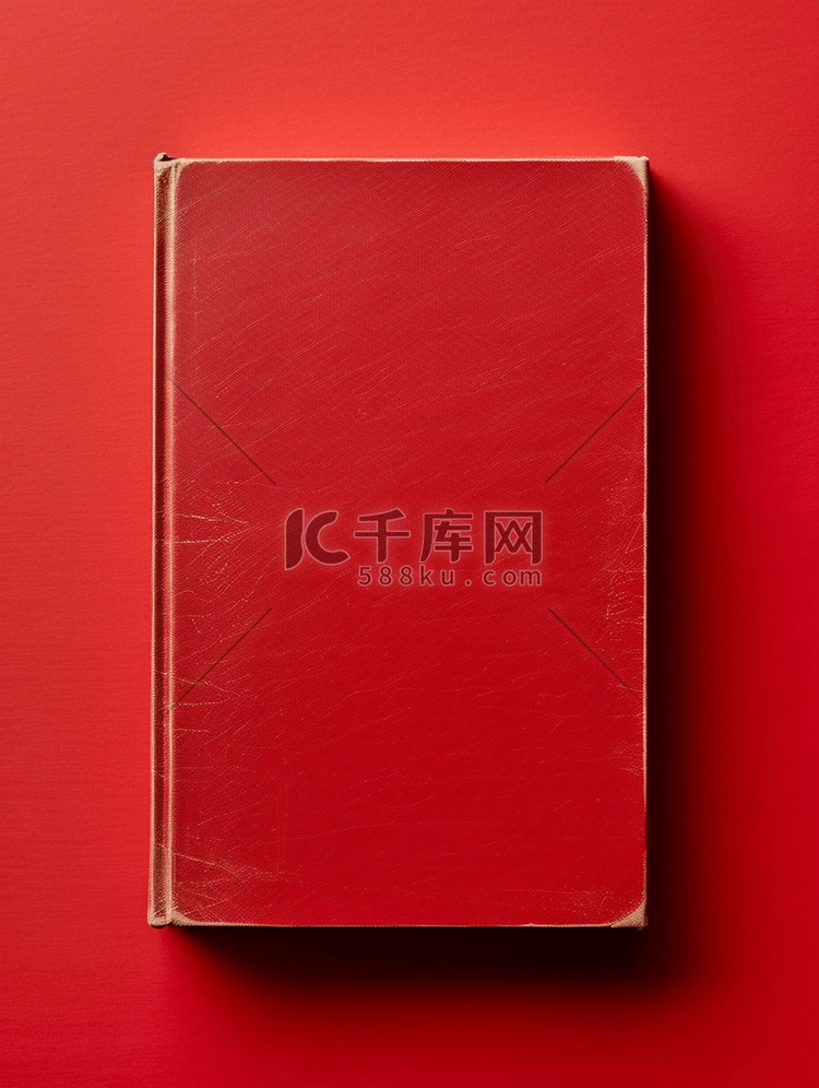 红色背景书封面的顶视图复制空间