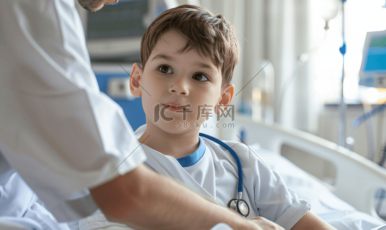 小男孩在医院看医生
