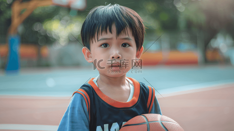 拿着篮球的小男孩摄影8