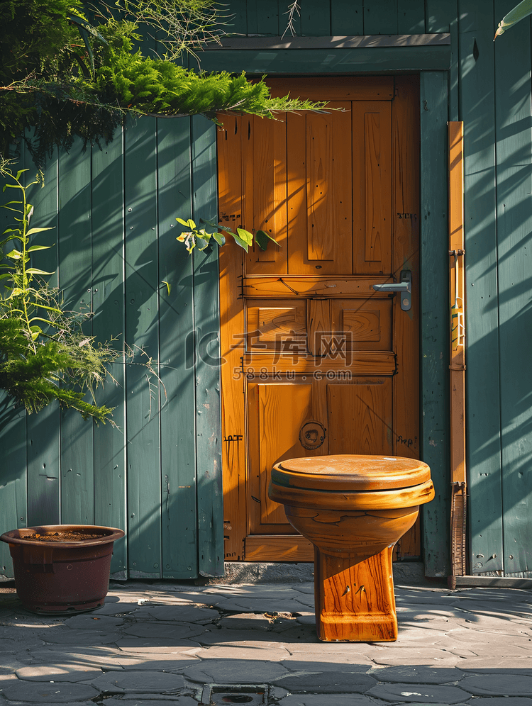 木质复古户外厕所