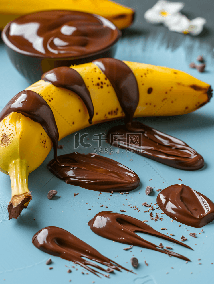 香蕉巧克力涂层或香蕉浸巧克力