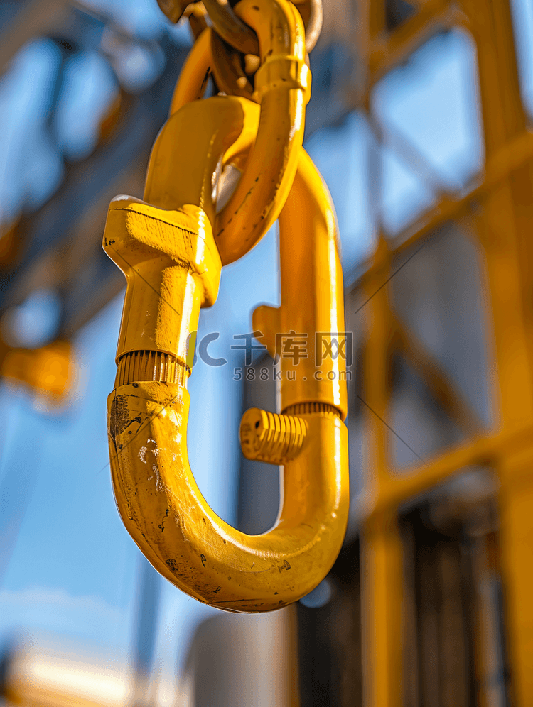 工厂桥式起重机的黄色钩和链条