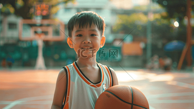 拿着篮球的小男孩摄影5