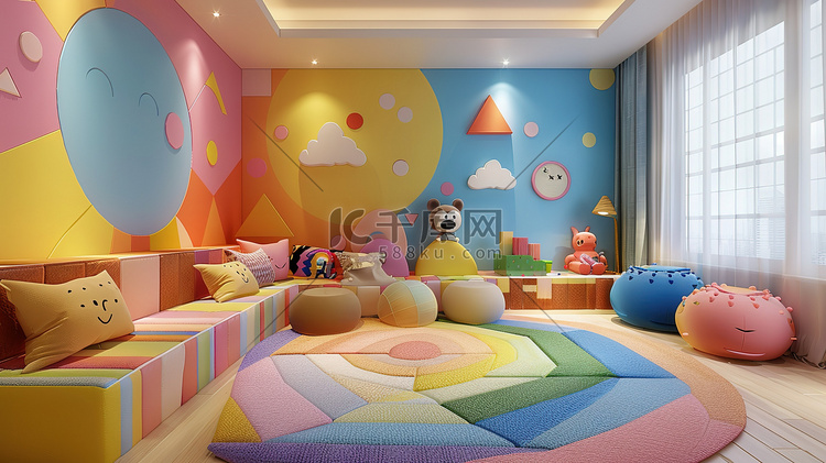 儿童房间可爱彩色设计摄影配图