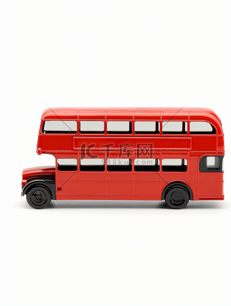 孤立的红色巴士双层玩具复古风格