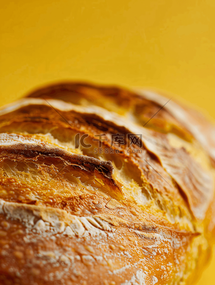 新鲜出炉的面包带有金黄色的外壳
