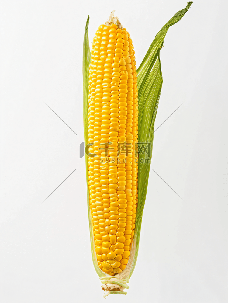 白色背景下孤立的甜玉米