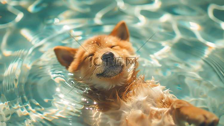 小狗幼崽泳池游泳摄影照片