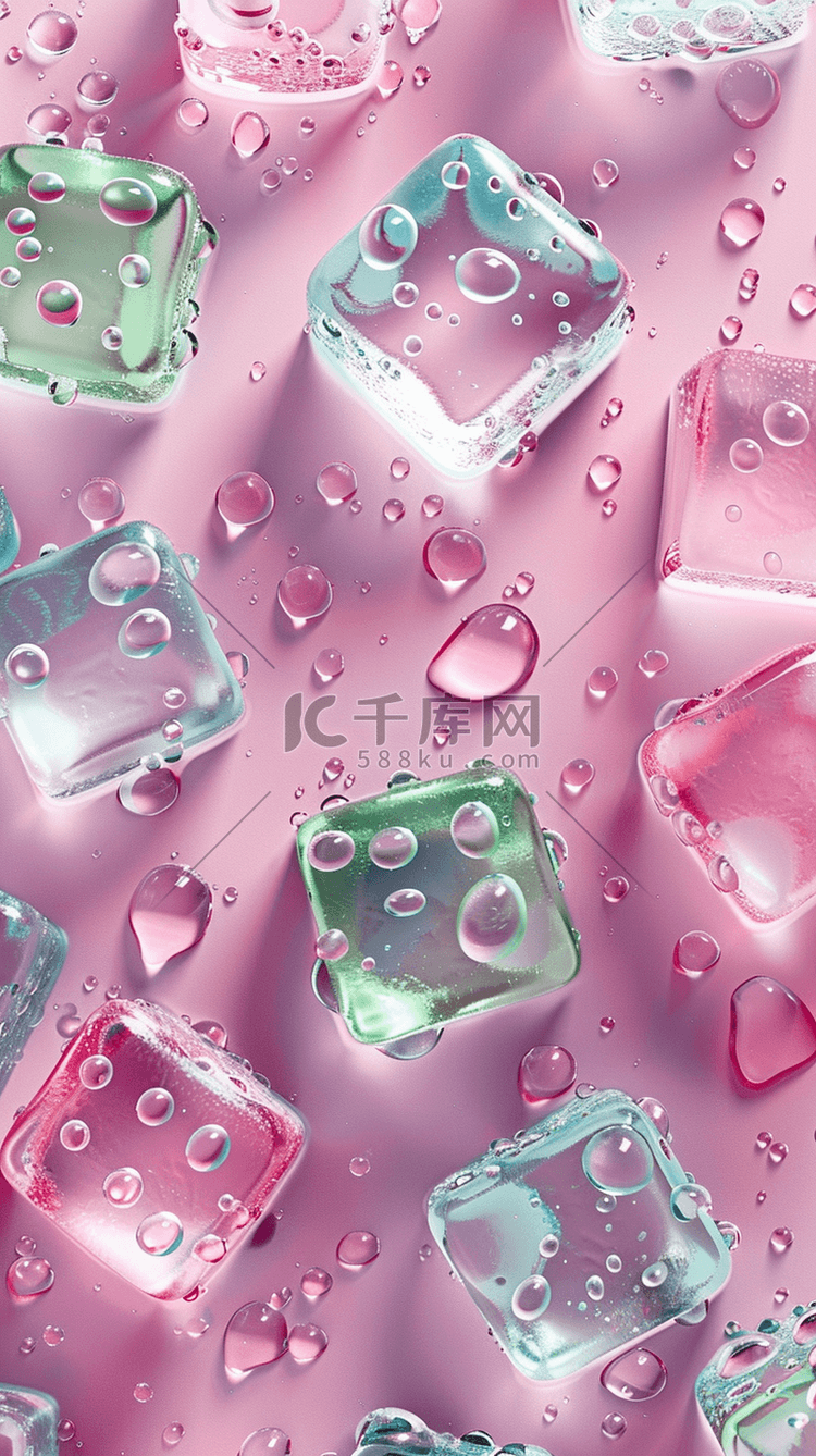 夏日3D粉色清新透明冰块手机壁