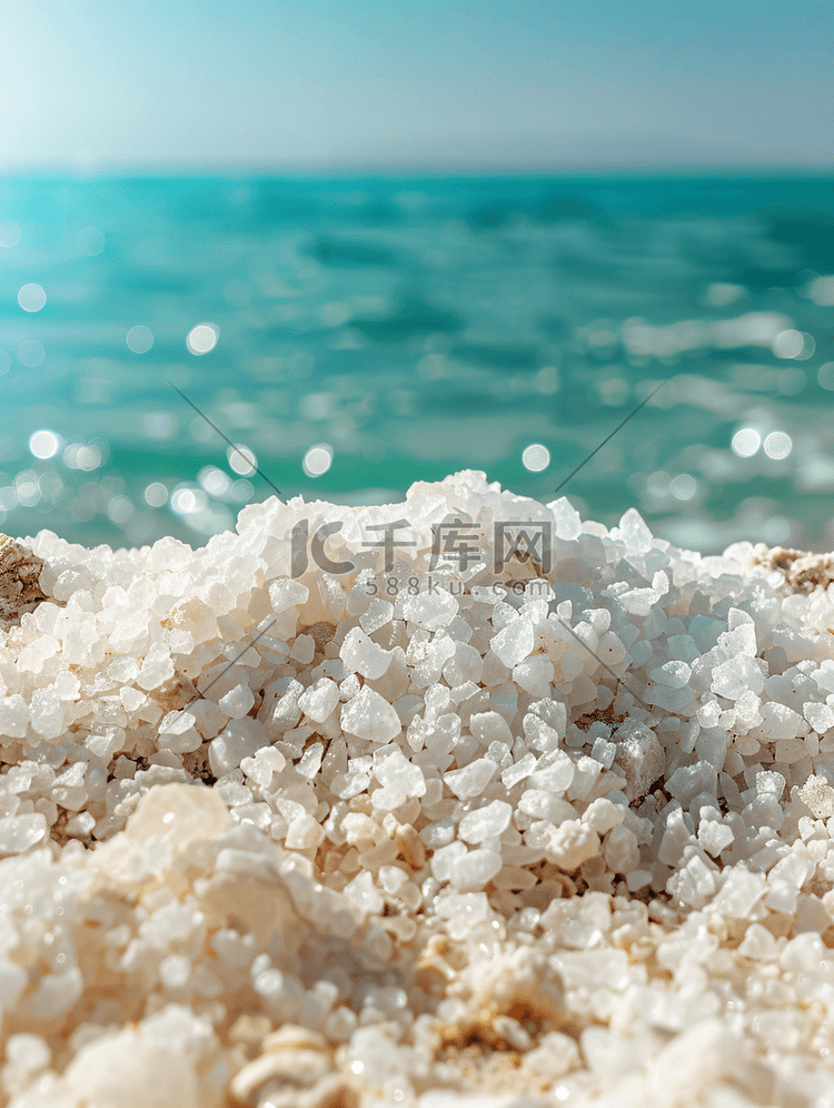 死海海滩上的结晶盐