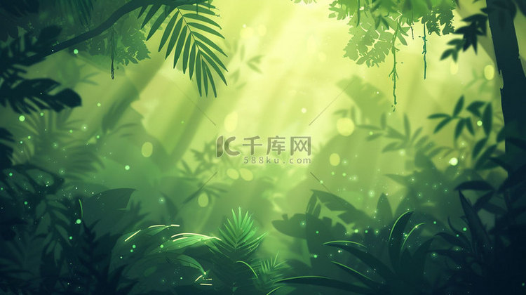 红日森林绿叶合成创意素材背景