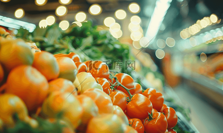 超市新鲜食品抽象模糊背景与散景