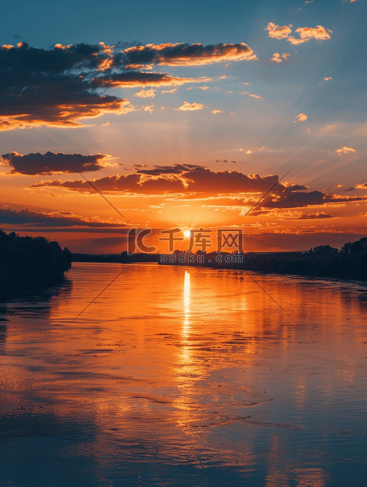 河面上的夕阳