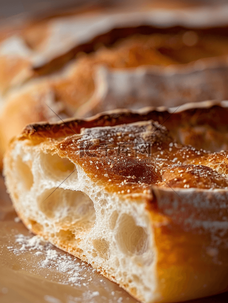 新鲜出炉的法式面包的美味酥脆烤