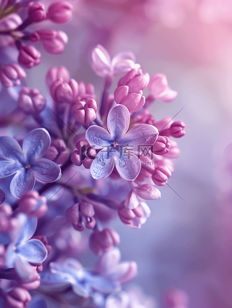 紫色丁香户外温柔的春天背景春天