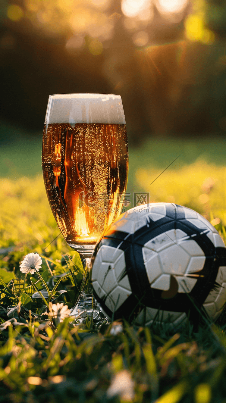 啤酒和足球体育足球赛事背景