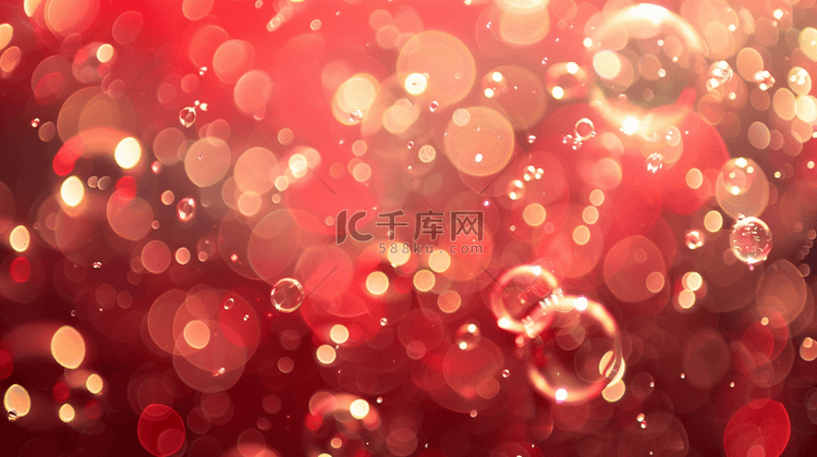 红色场景晶莹透亮气泡泡沫的背景