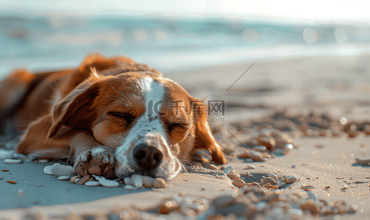 海滩上的懒狗