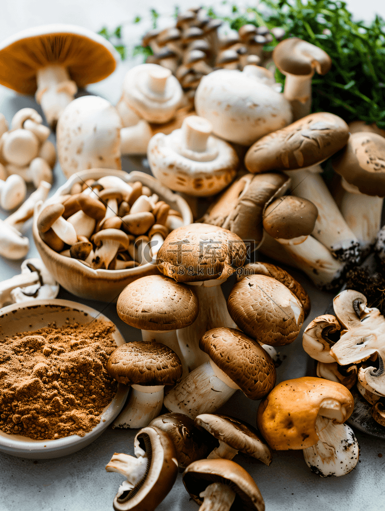 各种蘑菇概念健康食品