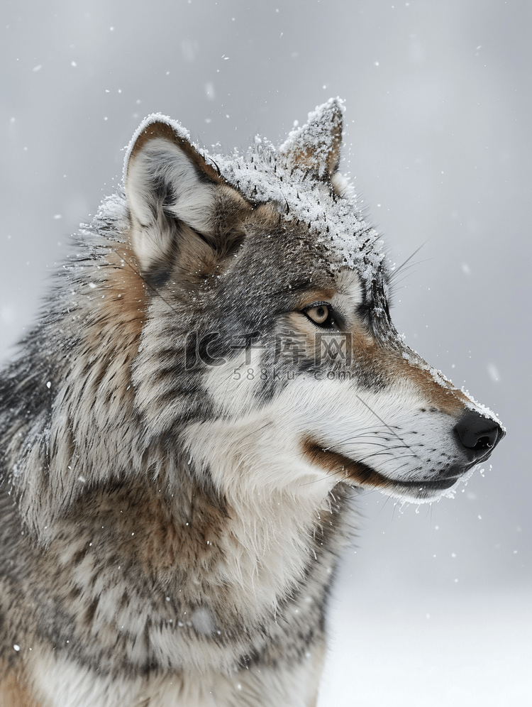 雪中的灰狼