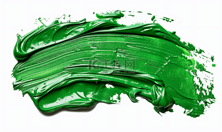 白色背景上绿色油漆的样本纹理