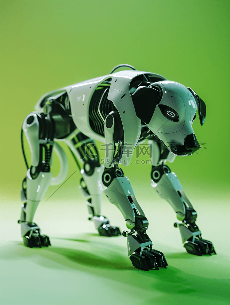 机器狗站在绿色地板上