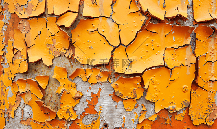 橙色粗糙破裂表面的金属质感