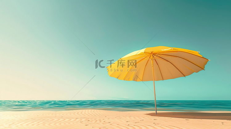 海边的3D遮阳伞简约背景
