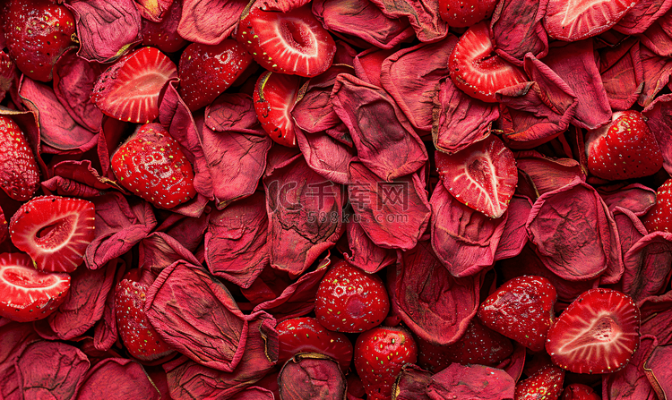 草莓干纹理背景特写（食品保鲜）