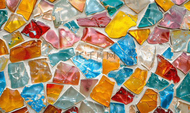 彩色玻璃垃圾马赛克石膏墙平面纹