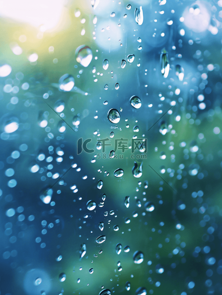 玻璃纹理上的天然淡水滴雨