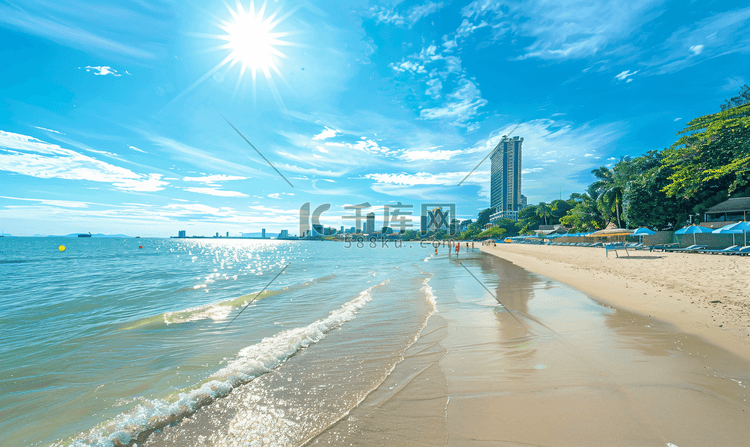 泰国芭堤雅夏季的海沙阳光和沙滩