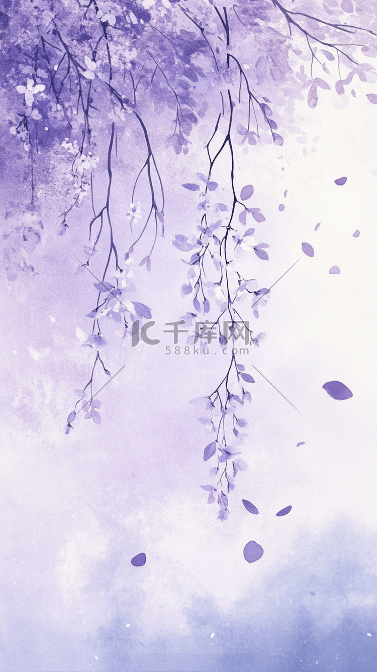 紫藤花九重紫花朵花枝背景