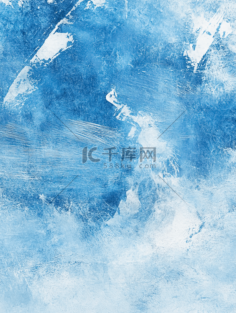 幻想光滑的浅蓝色色调和水彩纸线纹理墨水湿效果绘制画布