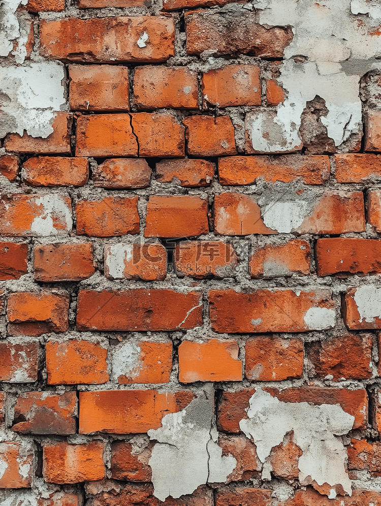 红砖旧破墙外特写纹理背景