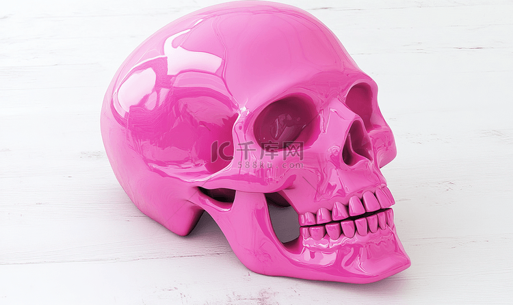 抽象的粉红色骷髅3d插图带有粗糙的彩色亮点与白色隔离