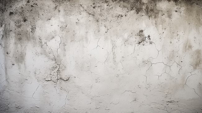 混凝土墙，暴露的白色混凝土纹理带有裂纹细节。图片