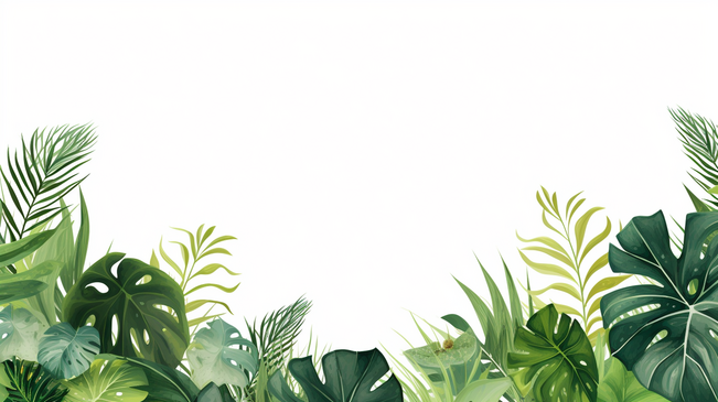 粉色植物背景上热带叶子的椭圆形边框图片